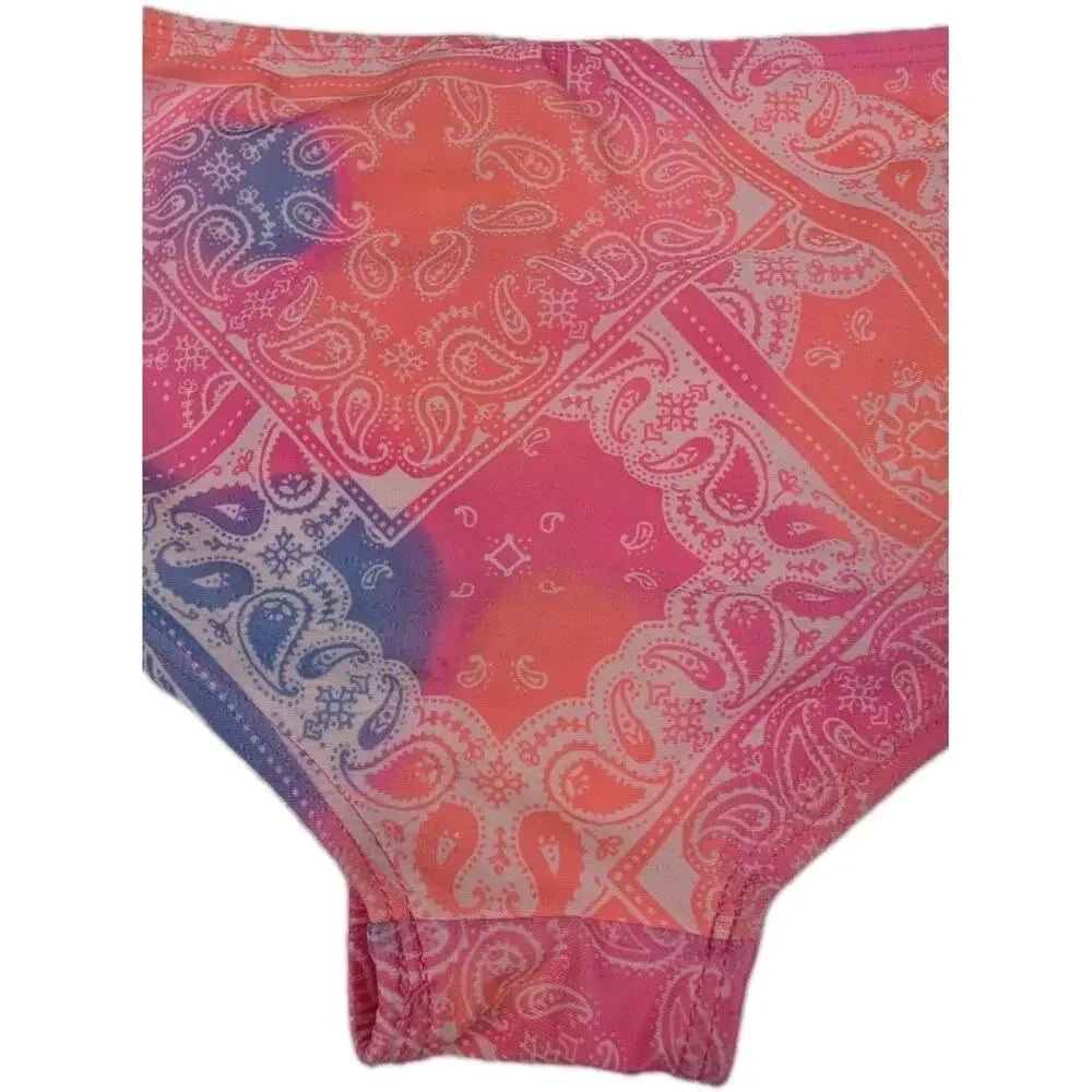 Wonder Nation Girls Large (10-12) PLUS Bikini Swim Bottoms Paisley Multicolor